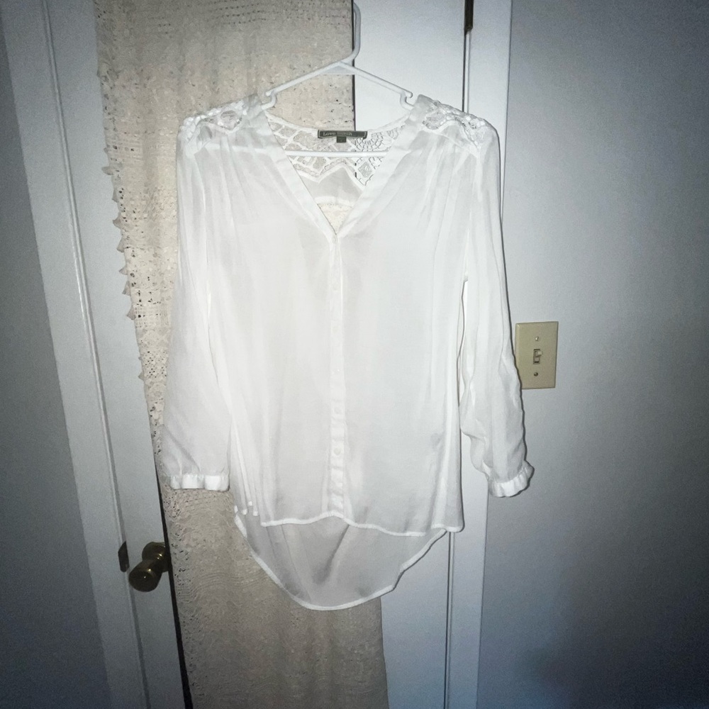 Love Stitch Sheer White Blouse